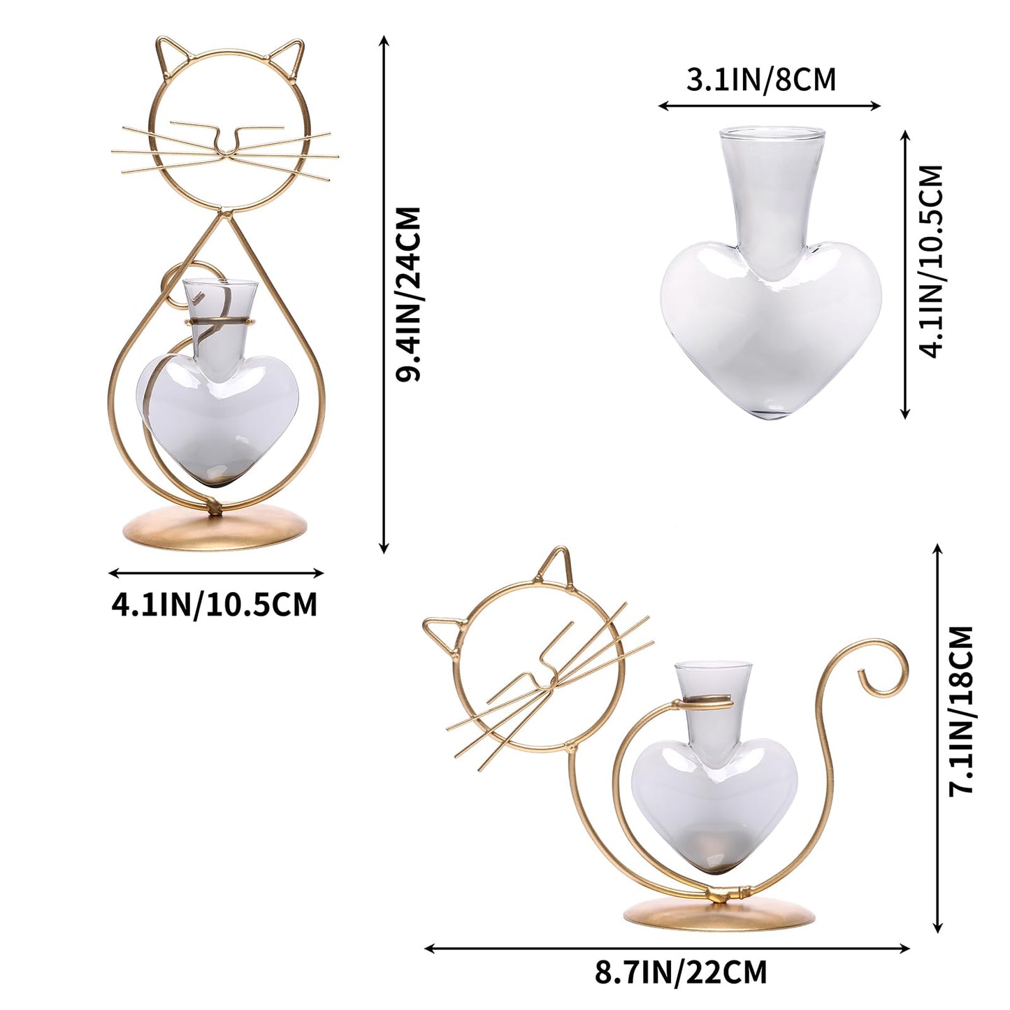Plant Terrarium Plants Propagation Station Cat Lover Gifts for Women Home Office Decor Cat Desk Accessories