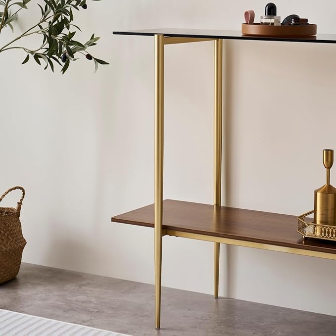 LumFurn Glass Console Table for Living Room, Foyer & Entrance, 2-Tiers