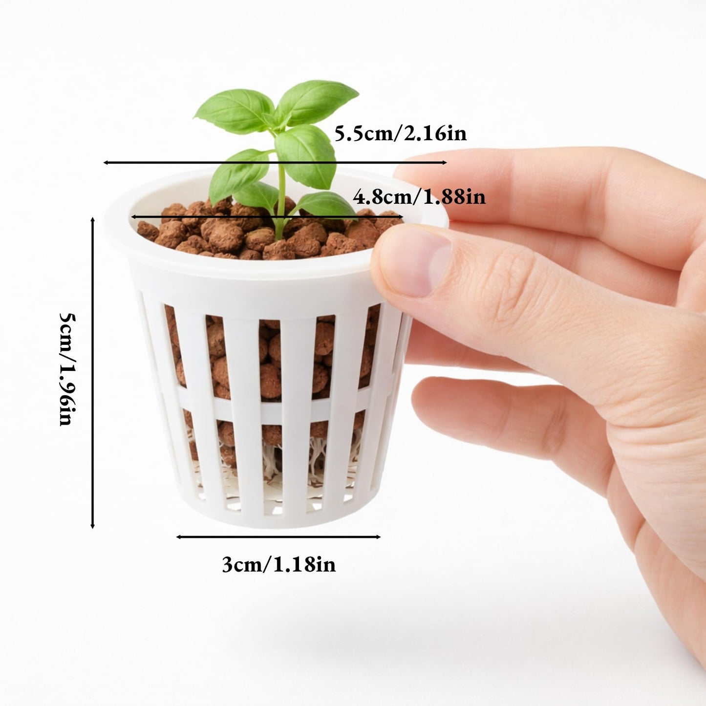AUNMAS 2 Inch Plastic Net Cups, 10 Pack Garden Slotted Mesh Net Pots Hydroponic Pots for Hydroponics, Orchids, Aquaponics, Seed Starting (White)