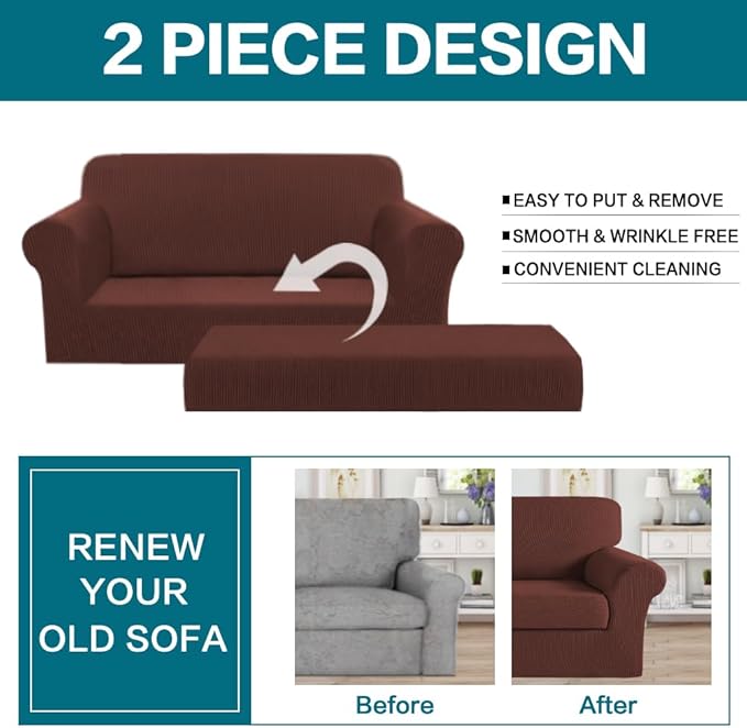 Turquoize Stretch Sofa Slipcover 2 Pieces Sofa Cover Couch Cover