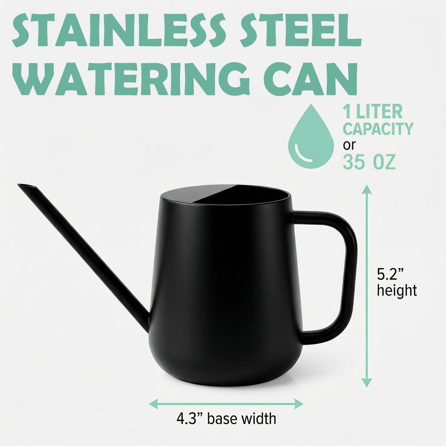 Chemlliy Watering Can for Indoor & Outdoor Plants, 35 oz/1000ml Watering Can with Metal Handle, Stainless Steel Garden Long Spout Watering Pot for Indoor House Plants Bonsai Flower Decorative