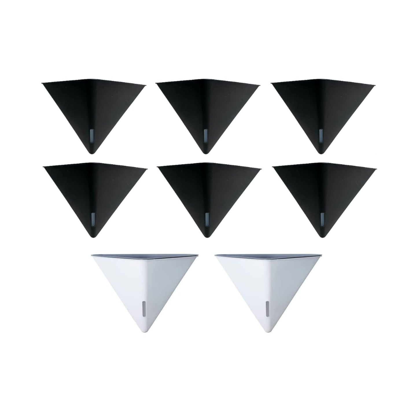 LaLaGreen Bundle - 12" x 6 Pack Black + 12" x 2 Pack White Large Self Watering Geometric Hanging Flower Vase Vessel with Metal Hanger, Modern Stylish Wall Mounted Succulent Pot Holder Decor