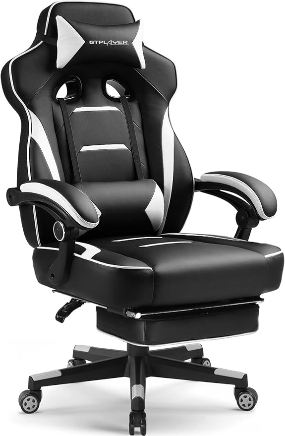 GTPLAYER Gaming Chair with Footrest, Big and Tall Game Chair 350lb Racing Style