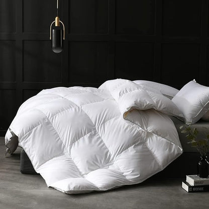 APSMILE Full/Queen Size Down Feather Fibers Duvet Insert - Ultra-Soft All Season Down Feather Fibers Comforter Hotel Collection Comforter, 46 Oz Fluffy Medium Warmth (White, 90x90)
