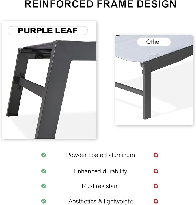PURPLE LEAF Outdoor Chaise Lounge Set of 2 Aluminum Patio Lounge Chair