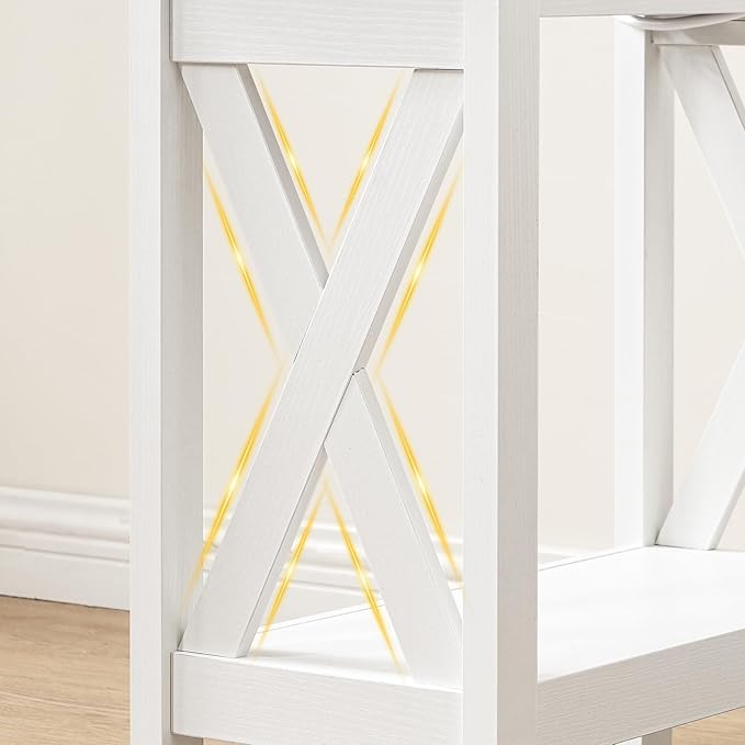 HOOBRO End Table with Charging Station, Farmhouse Narrow Side Table, 2-Tier