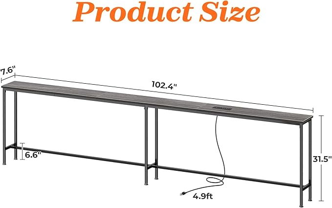 SUPERJARE 102.4 Inch Sofa Table