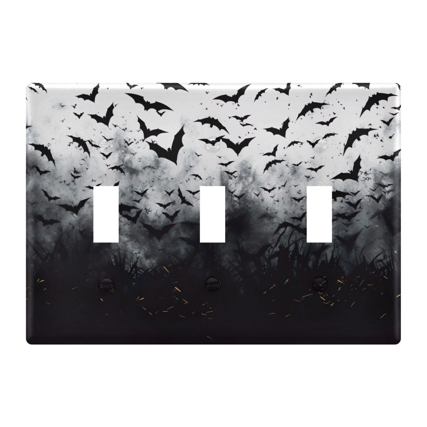 Halloween Black Bats 3-Gang Light Switch Cover,Toggle Wall Plates Cover,Outlet Covers,Polycarbonate Thermoplastic,21214555