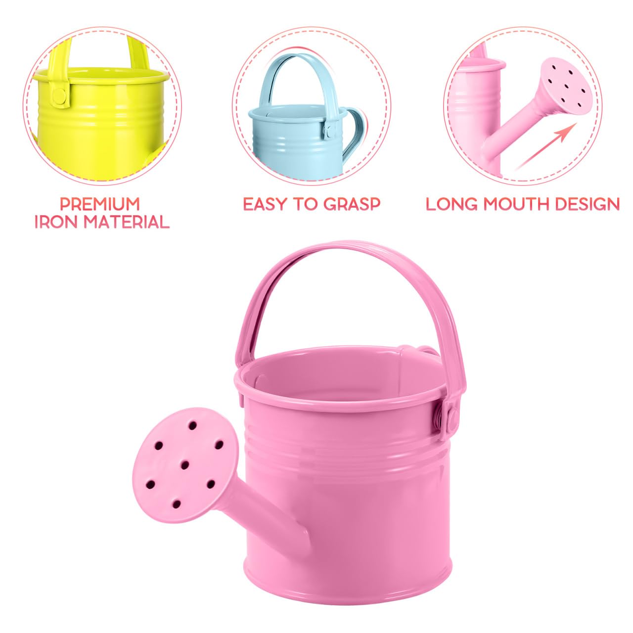 Healeved 5Pcs Iron Kids Watering Cans Chic Small Water Can Watering Bucket Kids Watering Tin Can for Garden Beach Water Bucket for Kids