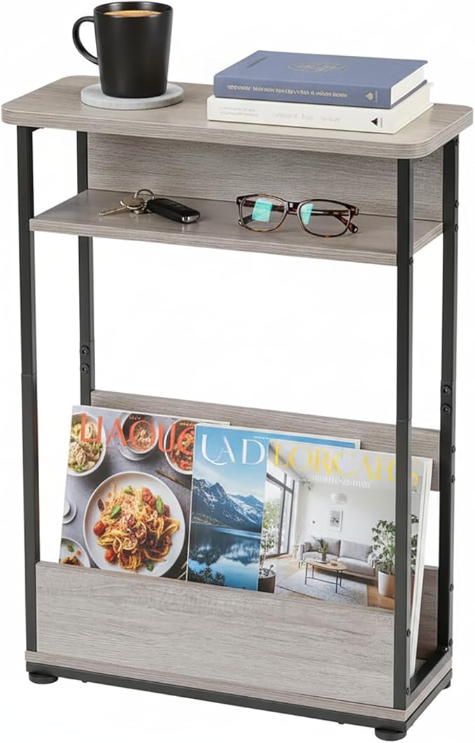 Narrow Side Table, 3-Tier Slim End Table