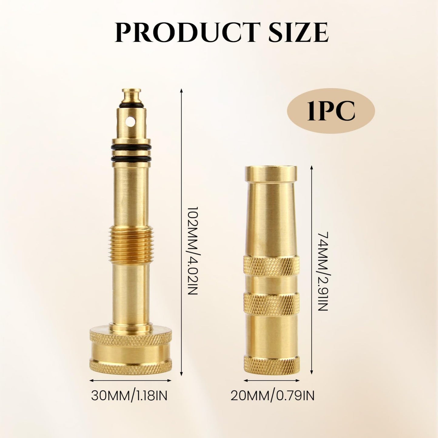 ENNSOO Garden Hose Nozzle Brass Water Nozzle, Brass Hose Nozzle with Adjustable Spray Rotates, High Pressure Hose Nozzle Spray Nozzles for Garden Hose(2 Pack)