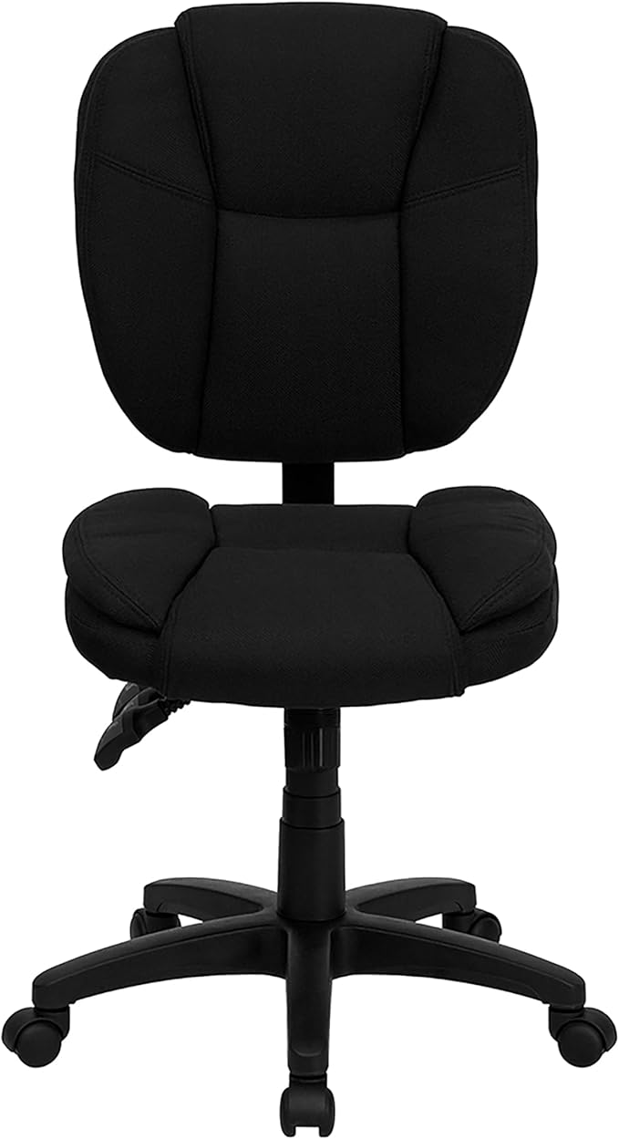 Flash Furniture Caroline Mid-Back Black Fabric Multifunction Swivel Ergonomic