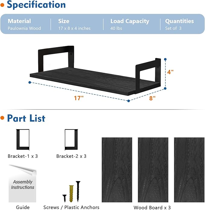 Harwaya Wall Mounted Bookshelf, Floating Bookshelves
