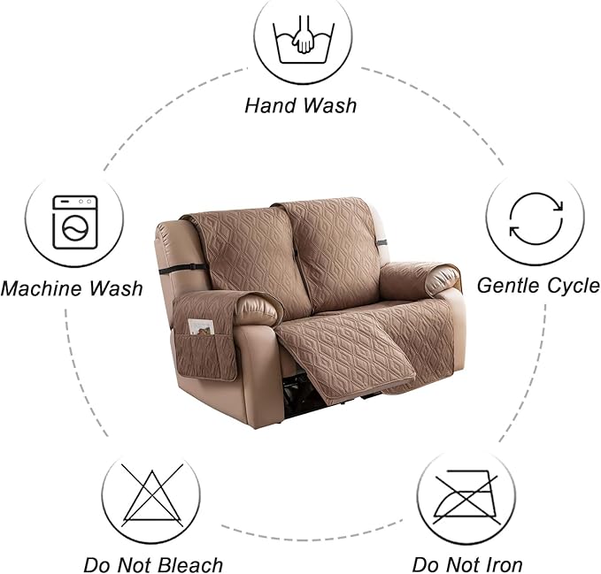 Genina Waterproof Loveseat Recliner Cover Non-Slip, Sofa Cover