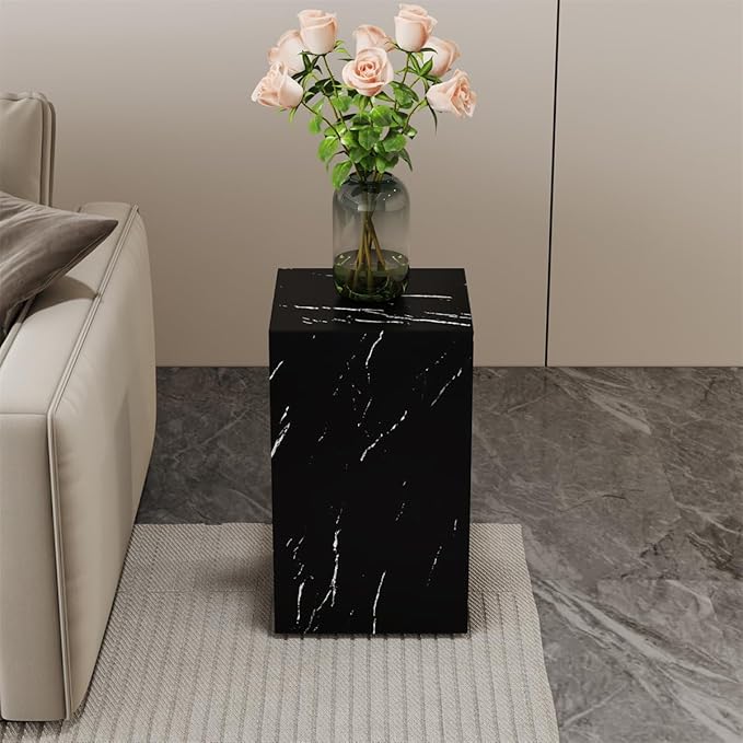 End Table, Side Table Living Room Table, Faux Marble Sofa Couch Bedside