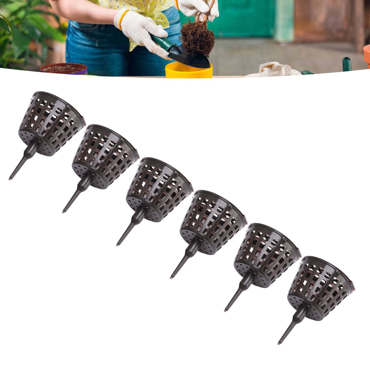 100PCS Plastic Fertilizer Box, Mesh Basket with Lid, Planting Fertilizer Net Pot, Just Needs to be Inserted Directly Into The Growing Soil (Large Size with Lid)