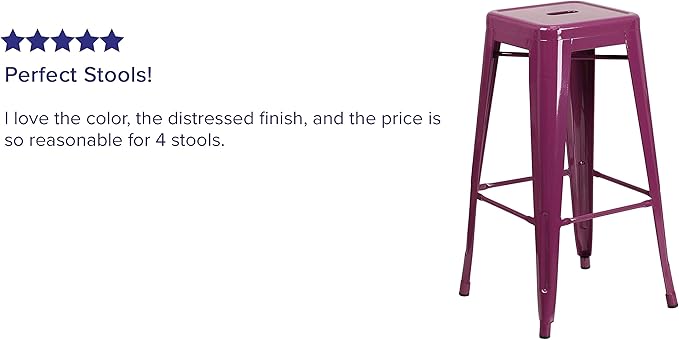 Flash Furniture Commercial Grade 30" High Backless Purple Indoor-Outdoor