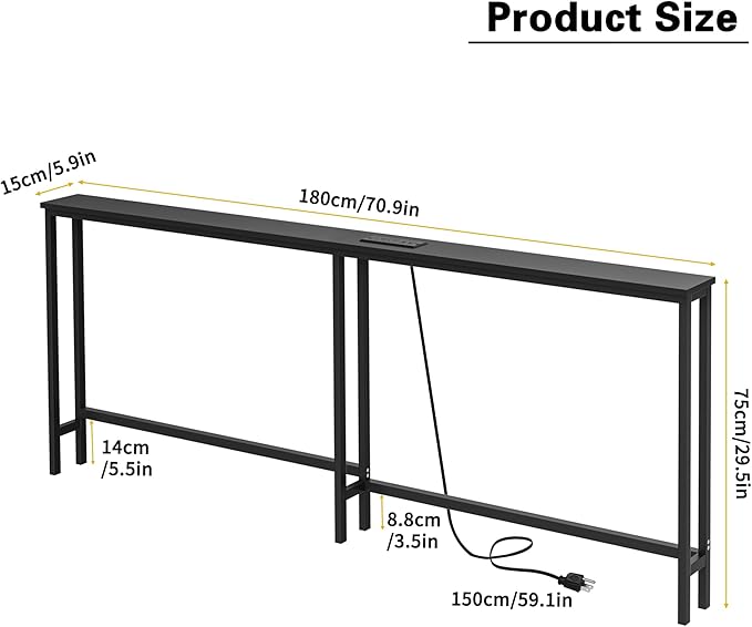 VASMIA 70.9 Inch Narrow Console Table