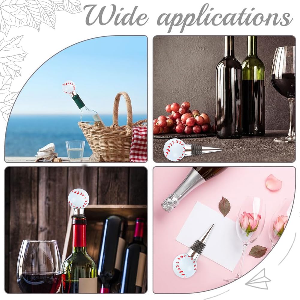 GORGECRAFT Baseball Bottle Stopper Sport Ball Resin Silver Metal Reusable Wine Champagne Beverage Glass Toppers Pump Decor for Men Women Holiday Housewarming Christmas Halloween Wedding Party