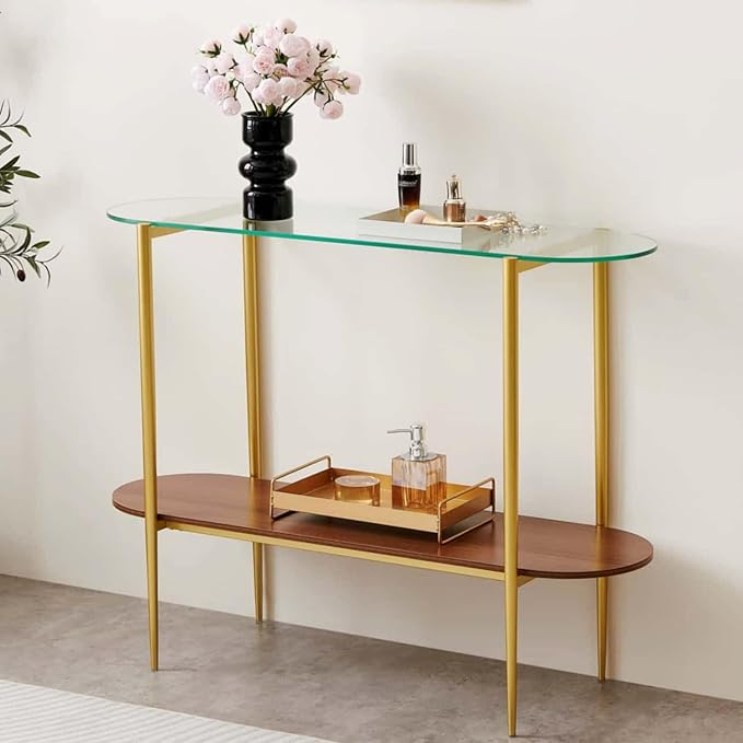 LumFurn Oval Glass Console Table