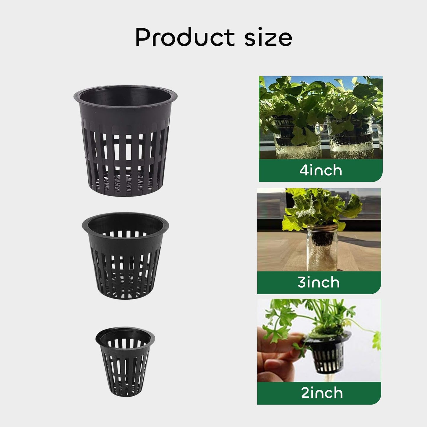GROWNEER Net Pot for Hydroponics 100 Pcs 2 Inch Garden Slotted Mesh Net Cups, Heavy Duty Hydroponic Pots Supplies with 50Pcs Plant Labels, Planting Grow Basket for Indoor Outdoor Aquaponics Growing