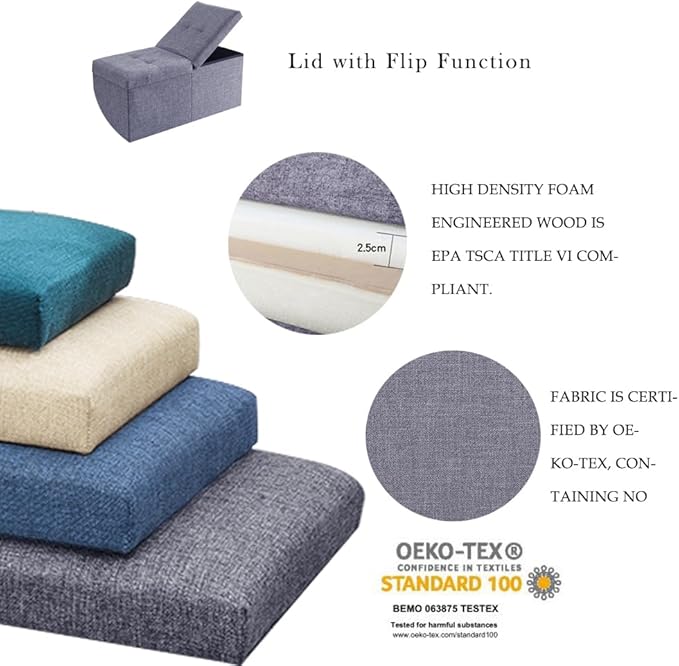 Storage Ottoman Bench Foldable Seat Footrest Shoe Bench End of Bed Storage