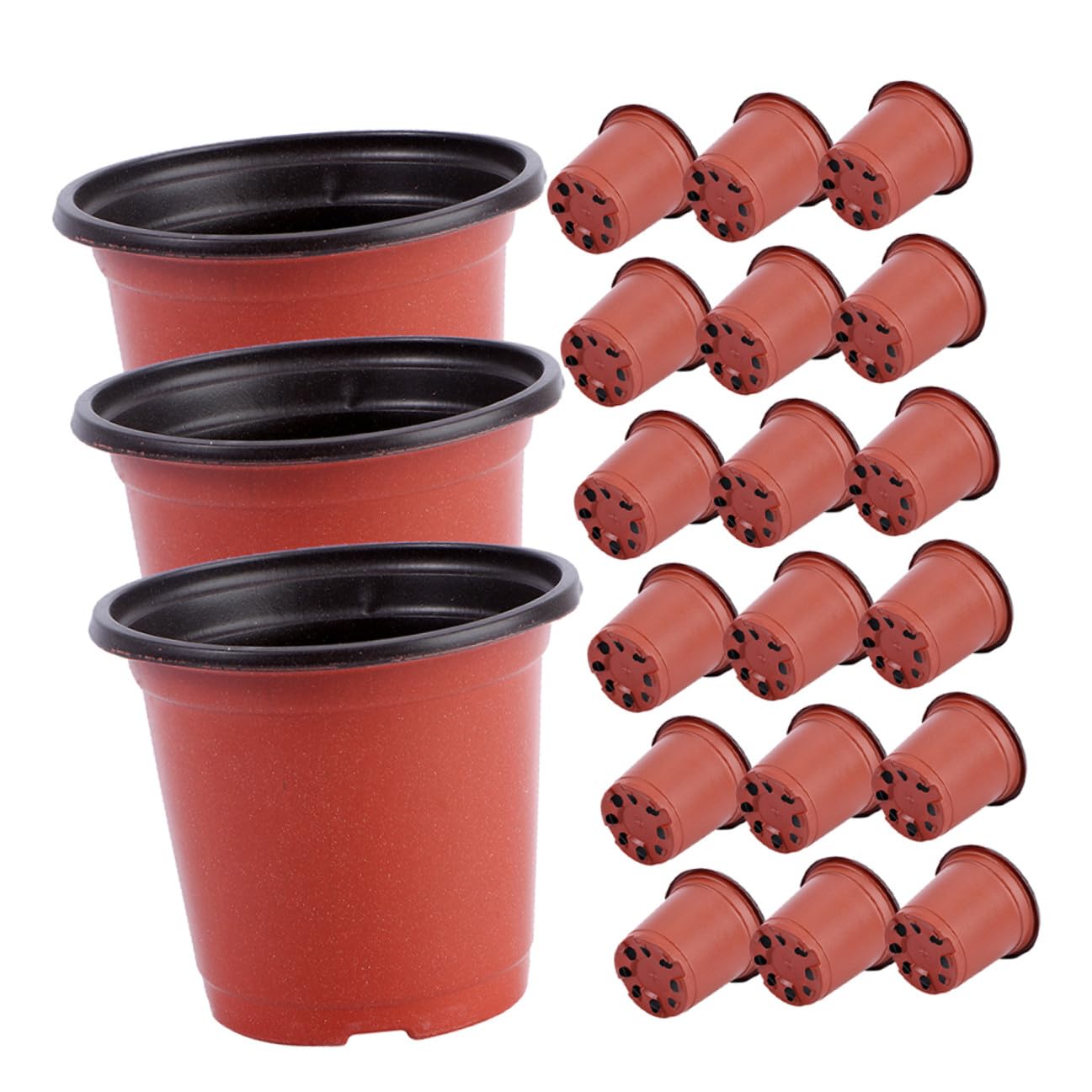 FONDOTIN 120pcs Seedling Nursery Pots with Drainage, Dual-Color Plastic Planting Cups for Strawberry Cuttings, Small Breathable Garden Containers for Seed Starting and Transplanting