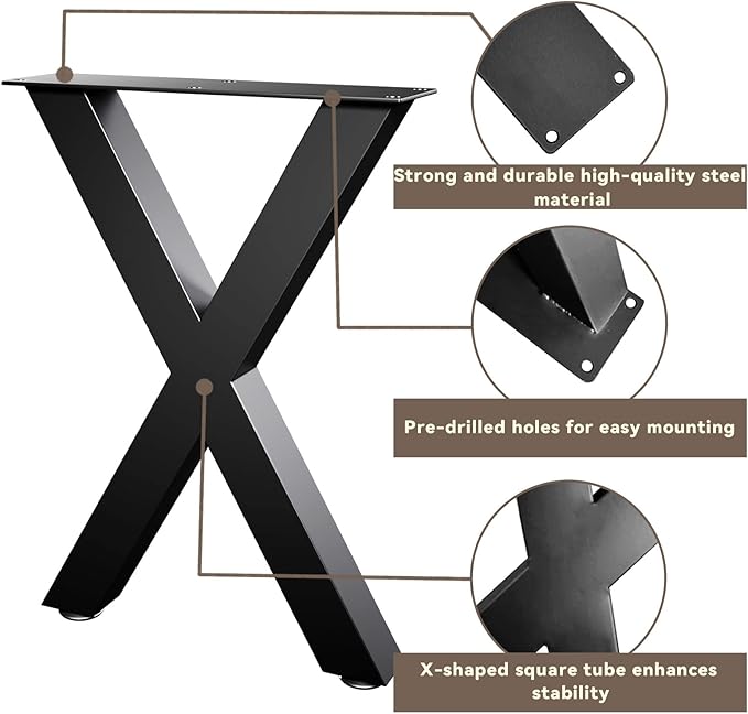 Bench Legs 16 Inch, X-Shaped Metal Coffee Table Legs, Table Legs Set of 2