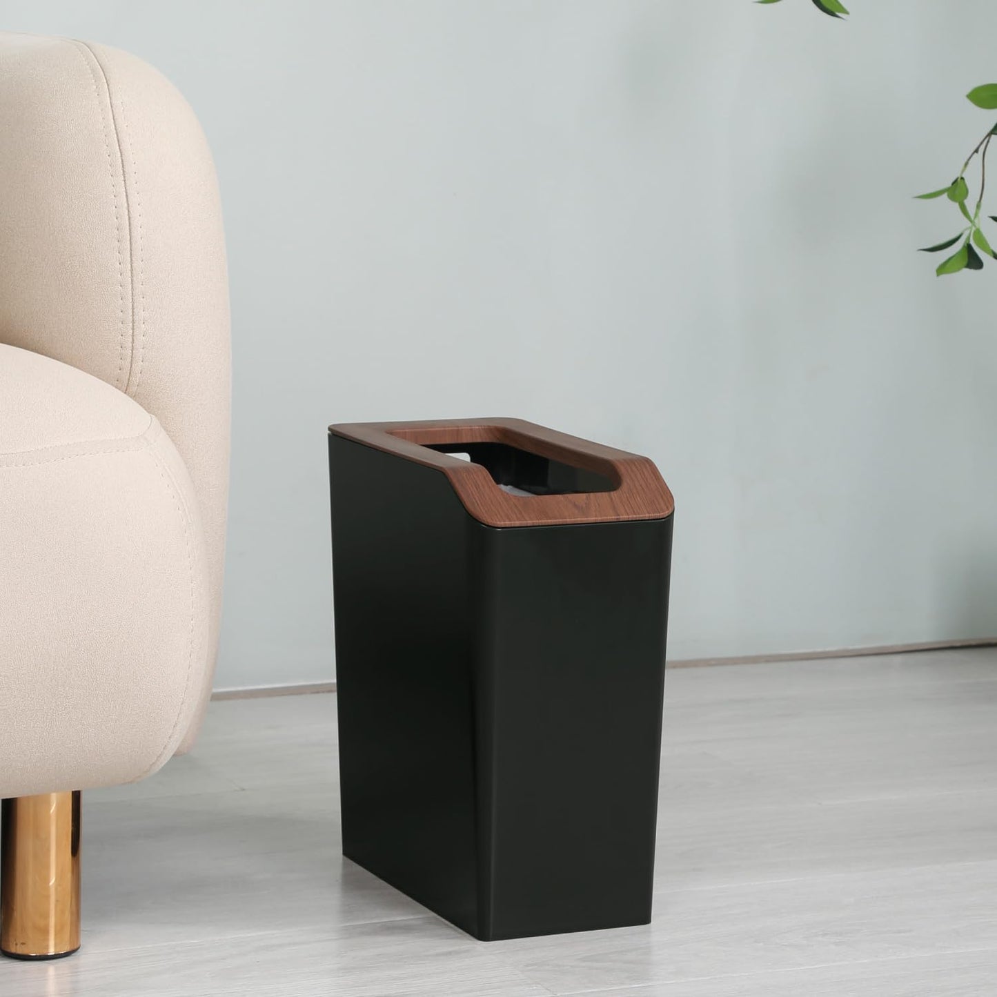 Home Zone Living 2-Pack 2-Gallon Small Trash Can, Slim Rectangular Wastebasket with Open Top, Virtuoso Collection