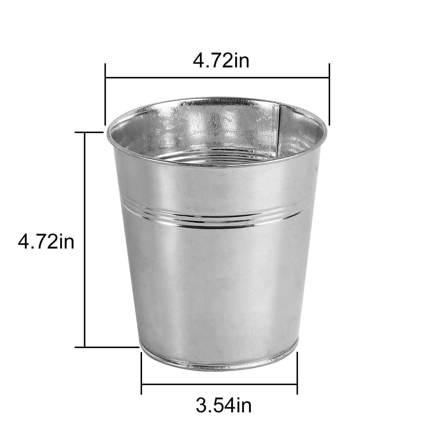 KINJOEK 8 Packs 4.72 x 4.72 x 3.54 Inch Galvanized Bucket Metal Planter, Silver Round Flower Metal Pots for Plants,Balconies,Centerpiece, Gardens, Patios, Office, Parties, Weddings
