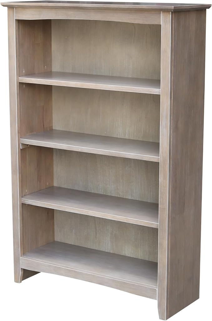 Shaker Solid Wood Bookcase, Washed Gray Taupe