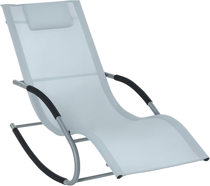 Outsunny Zero Gravity Rocking Chair Outdoor Chaise Lounge Chair Recliner Rocker