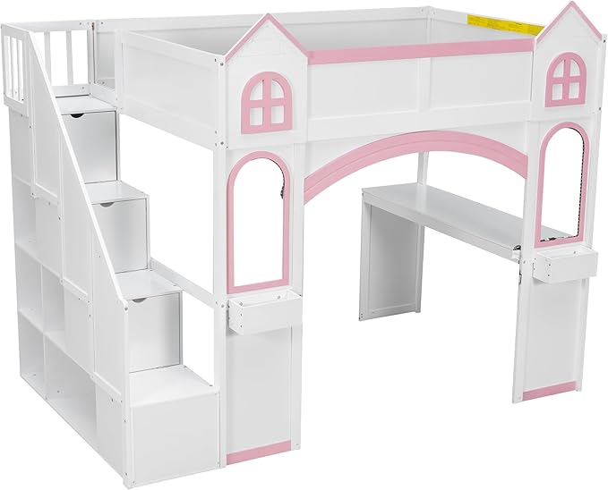 Princess-Themed Castle Loft Bed
