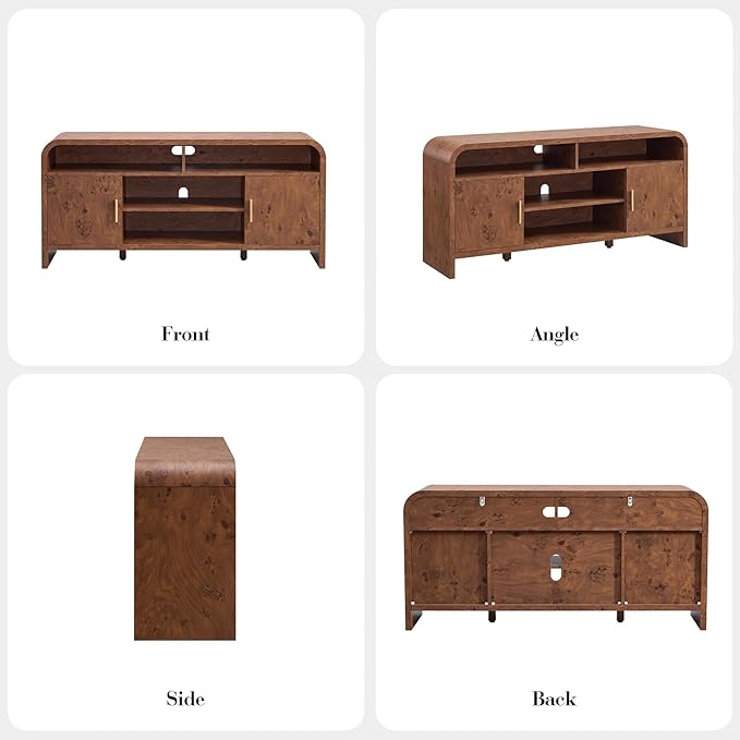 Entertainment Center for Living Room, Curved TV Stand