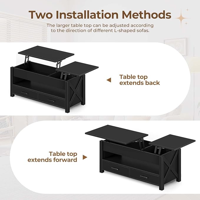 Seventable Coffee Table, 47.2" Lift Top Coffee Table