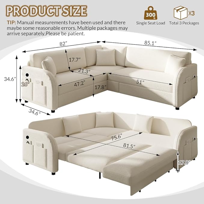 Queen Size Sleeper Sofas Convertible Couches, L Shaped Sectional Couch