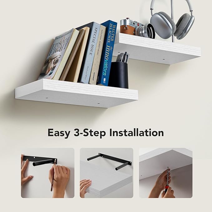 AMADA HOMEFURNISHING Floating Shelves Wall Mounted, 15 x 7 Inch Wall Shelves