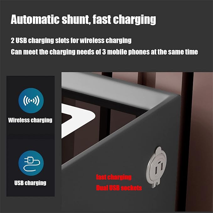 Smart Bedroom Nightstand with Fingerprint Lock and Adjustable LED Lights