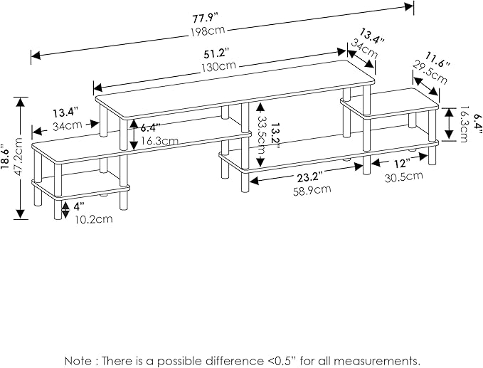 Furinno BESI TV Stand, No Tools Assembly Industrial Style Entertainment Center