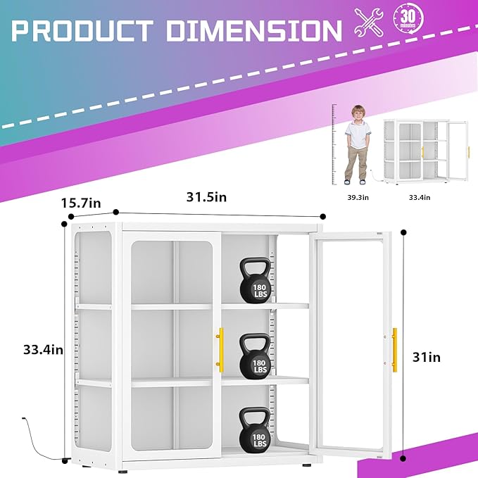 PAOFIN 34" Display Cabinet