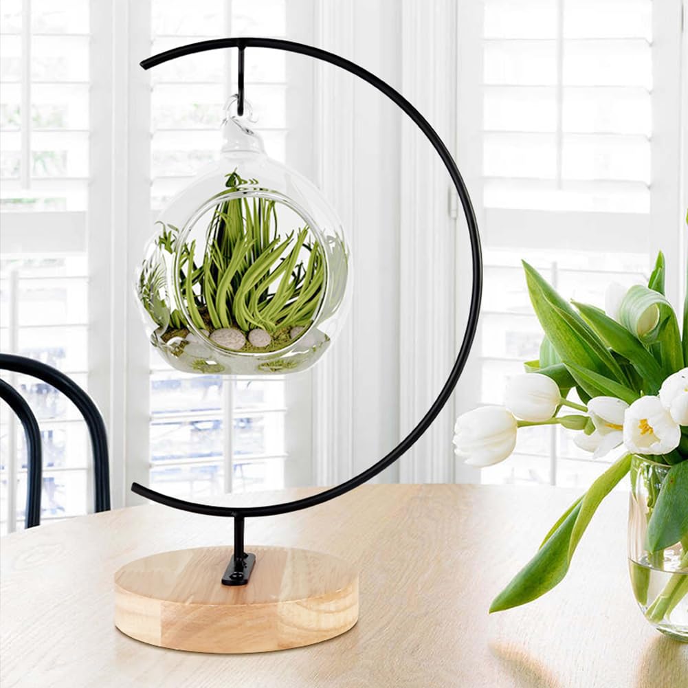 CXLE 11 Inch Ornament Display Stand, Black Ornament Hanger Stand for Hanging Glass Globe, Air Plant Terrarium, Christmas Ornament, Witch Ball, Home Office Wedding Decoration
