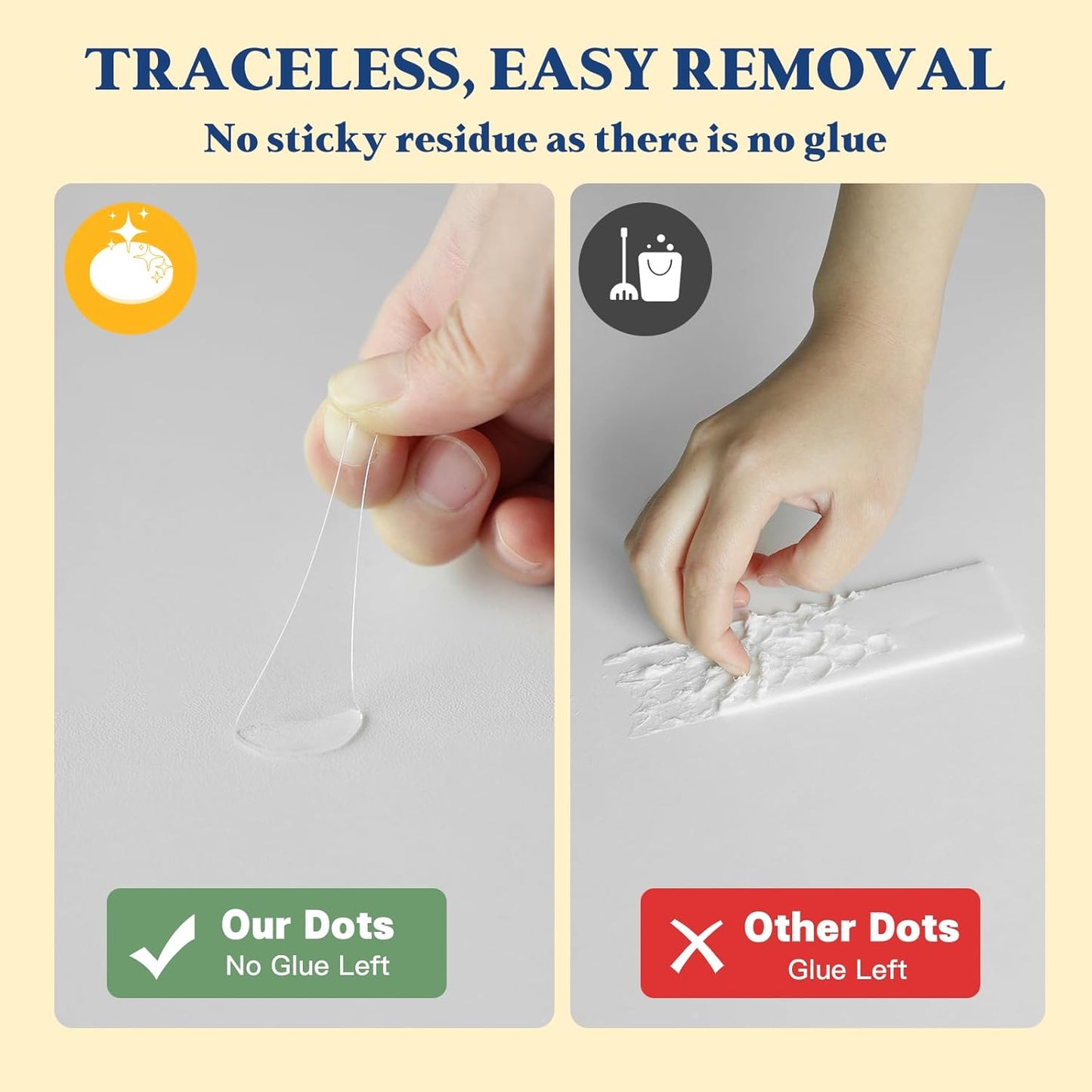 Adhesive Stick Dots Double Sided Removable Mounting Putty - Clear Museum Sticky Tack for Wall Classroom Decor, Picture Hanging, No Trace Dots - Strong Stick Tack for Party, Balloon & Crafts (100Pcs)