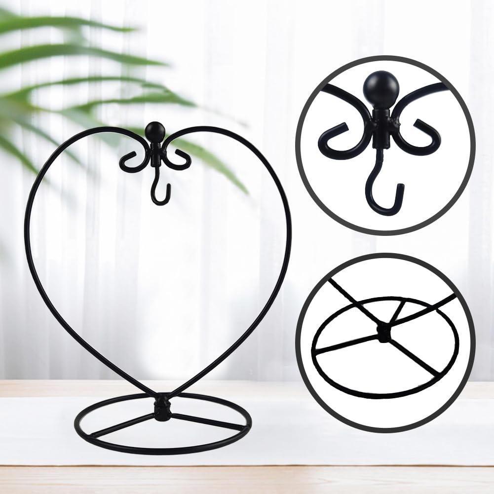 YY YEARCHY Ornament Display Stand for Mini Hanging Glass Globe Ball, Air Plant Flower Holder (Black, 8.07" x 4.72")