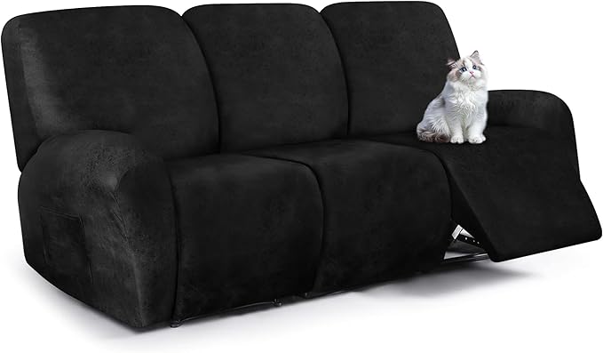 ANARACHON Leather Look Recliner Couch Cover, 8-Pieces Stretch Recliner Sofa
