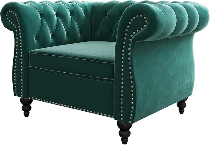 Mid-Century Sofa Chair, Velvet Accent Chair