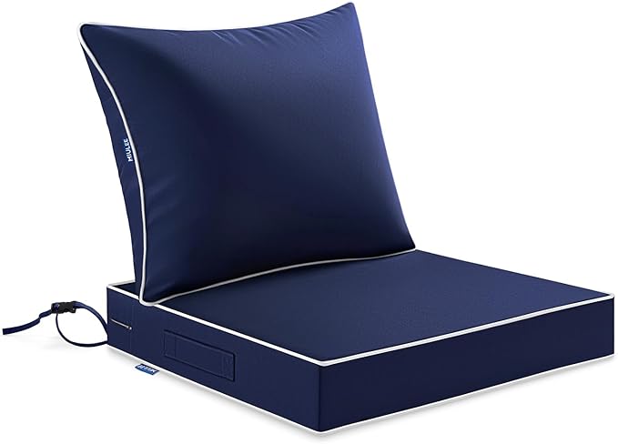 MIULEE Navy Outdoor Seat Cushion 22x24 Inch Waterproof & 3 Year Fade Resistant