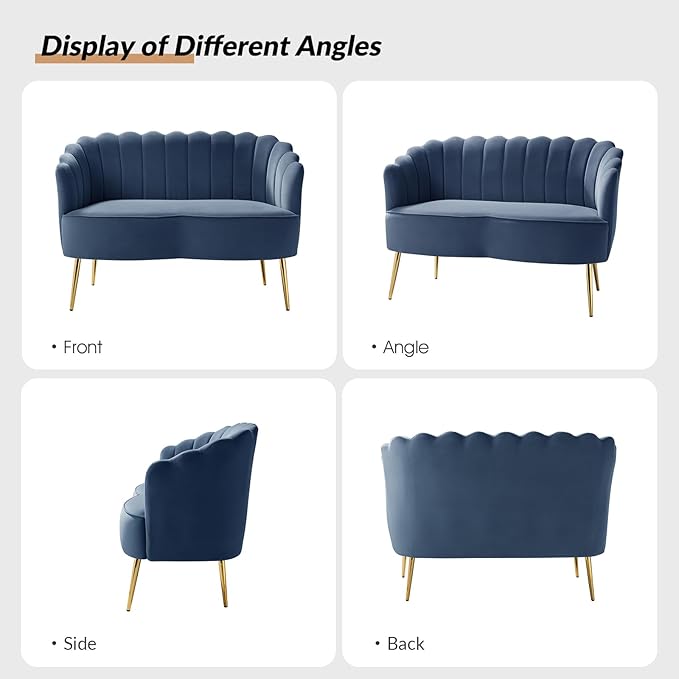 HULALA HOME Modern Velvet Loveseat Sofa