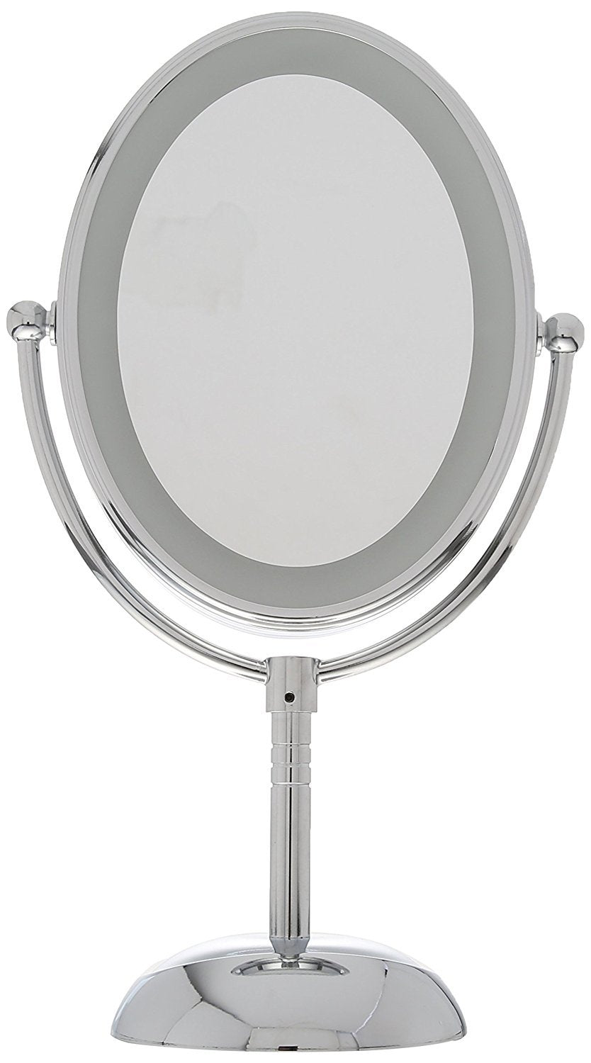 Conair Lighted Makeup Mirror, LED Vanity Mirror, 1X/7X Magnifying Mirror, Double Sided, Corded in Polished Chrome