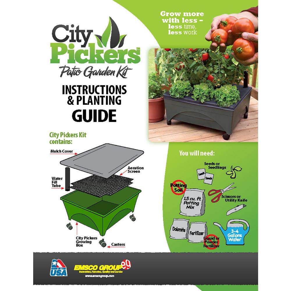 Emsco Group 2341-1HD City Picker Raised Bed Self Watering and Improved Aeration – Mobile Unit with Casters-Hunter Green Grow Box and Seed Starter