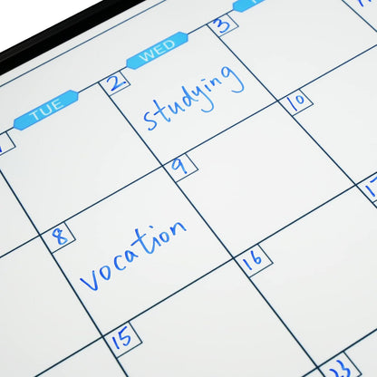 JILoffice Magnetic Calendar Whiteboard & Bulletin Corkboard Combination, Combo Board 36 x 24 Inch, Black Aluminum Frame Wall Mounted Board for Office Home and School with 10 Push Pins